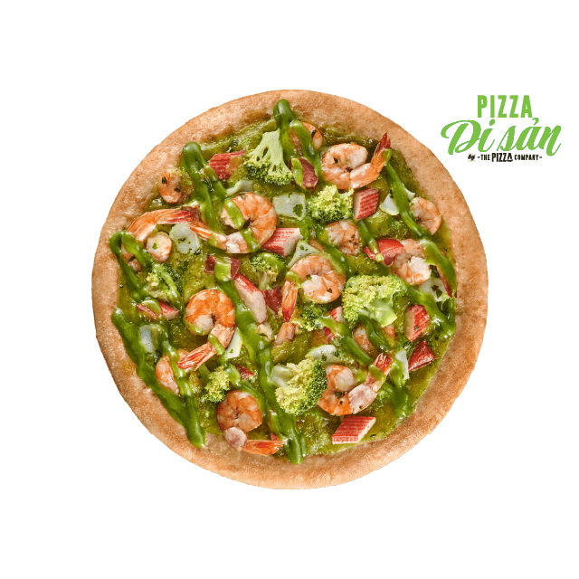 Pizza Hải Sản Pesto Xanh Full Topping Pizza Hải Sản Pesto Xanh Full Topping